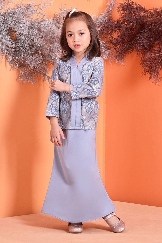Baju Kebarung Lace Geyna Kids - Sky Blue