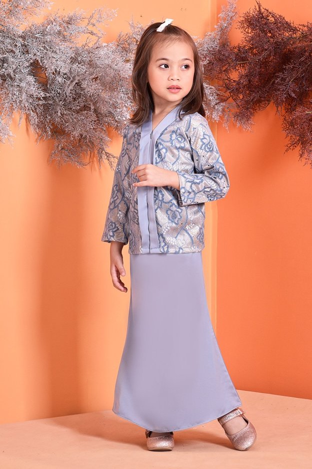 Baju Kebarung Lace Geyna Kids - Sky Blue