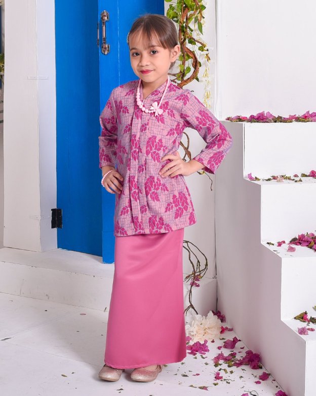 Baju Kebarung Lace Geesha Kids - Fuchsia Pink