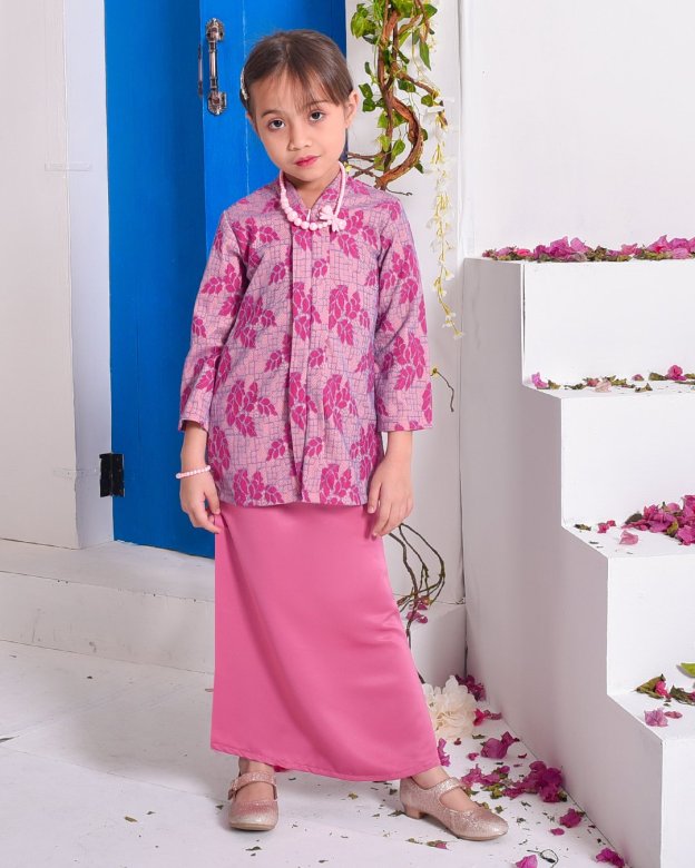 Baju Kebarung Lace Geesha Kids - Fuchsia Pink