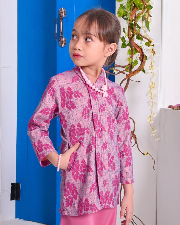 Baju Kebarung Lace Geesha Kids - Fuchsia Pink