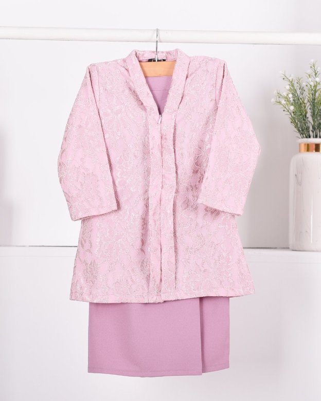 Baju Kebarung Lace Gyra Kids - Pink