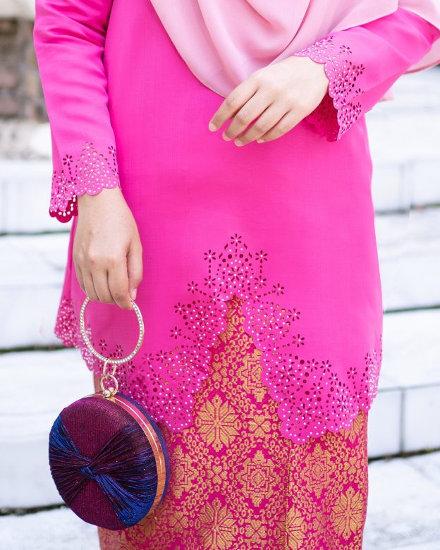 Baju Kebarung Lasercut Hedda - Fuschia Pink