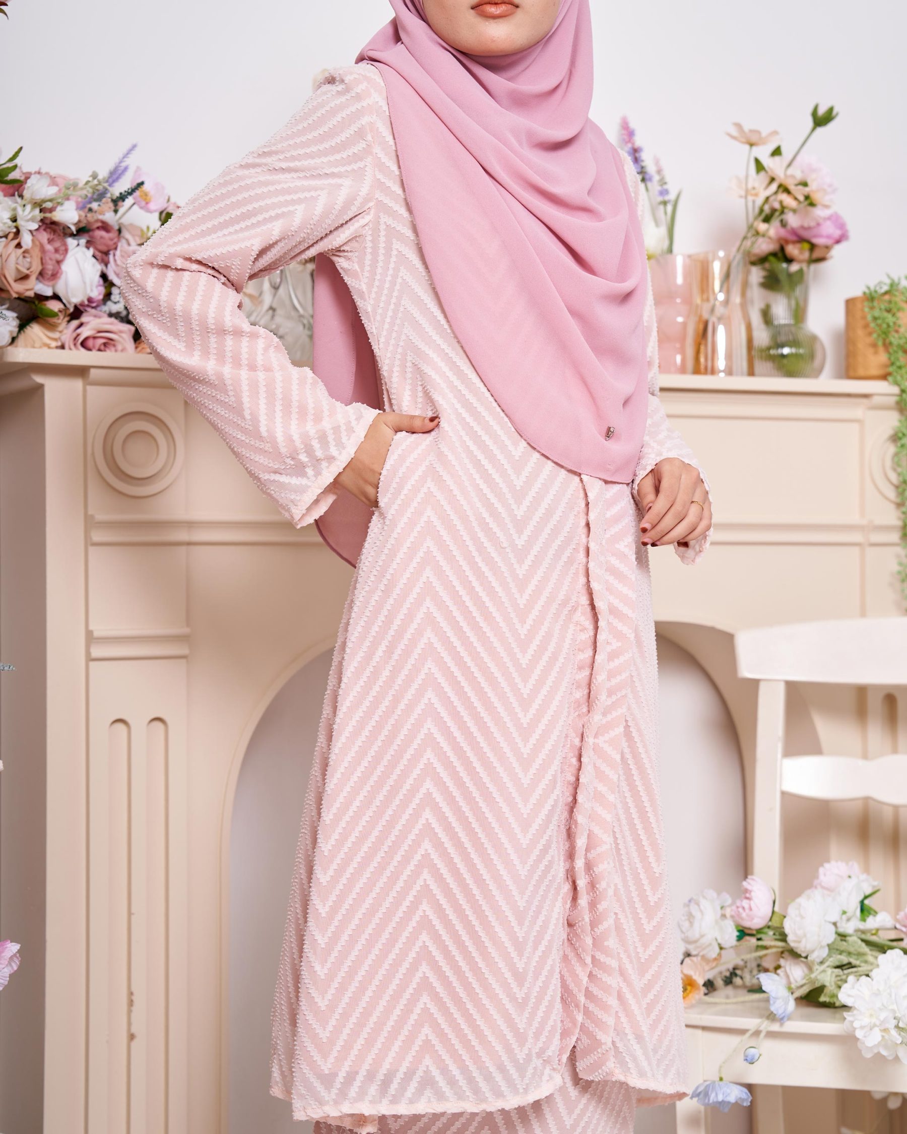 Baju Kebarung Mayfair - Peachy Pink