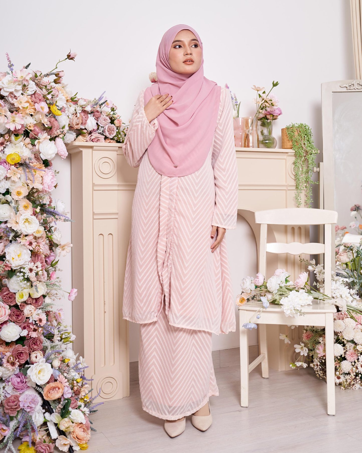 Baju Kebarung Mayfair - Peachy Pink