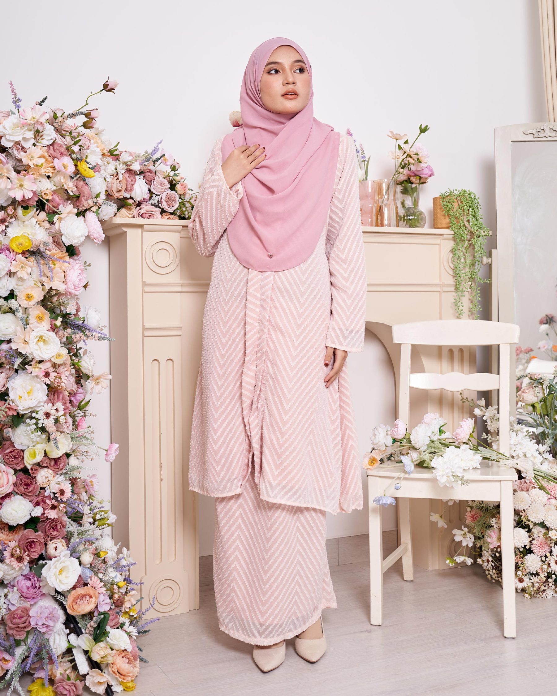 Baju Kebarung Mayfair - Peachy Pink