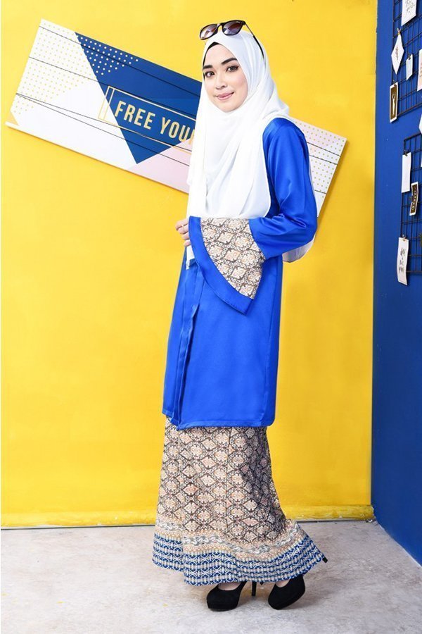 Baju Kebarung Batik Nora - Royal Blue