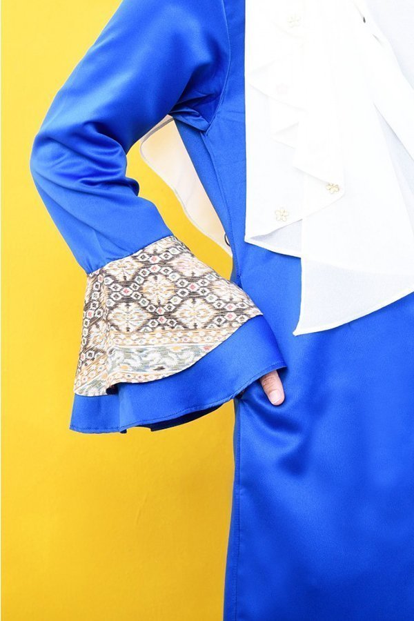 Baju Kebarung Batik Nora - Royal Blue