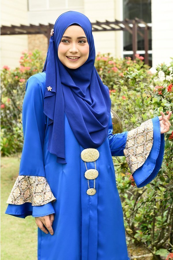 Baju Kebarung Batik Nora - Royal Blue