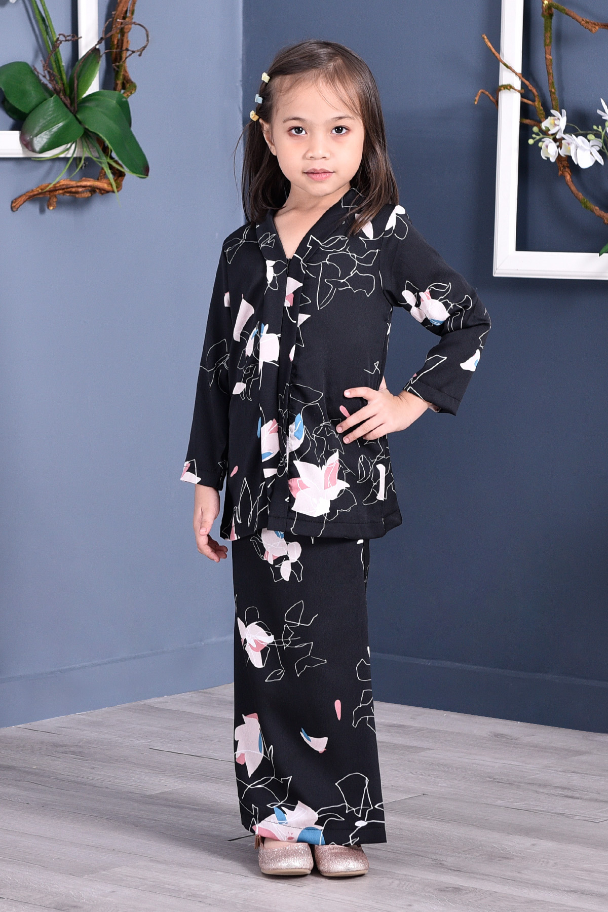Baju Kebarung Reyna Kids - Black