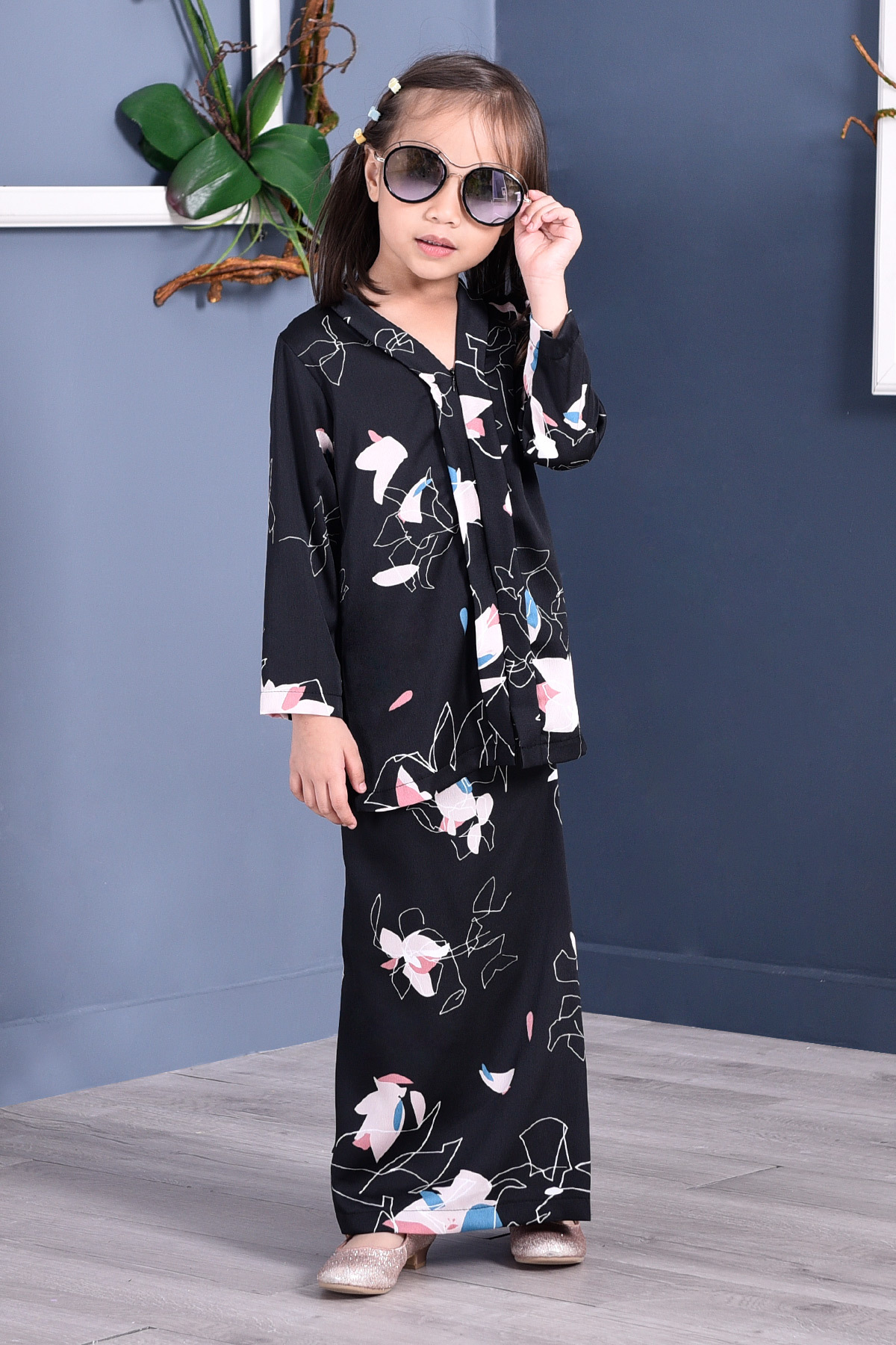 Baju Kebarung Reyna Kids - Black