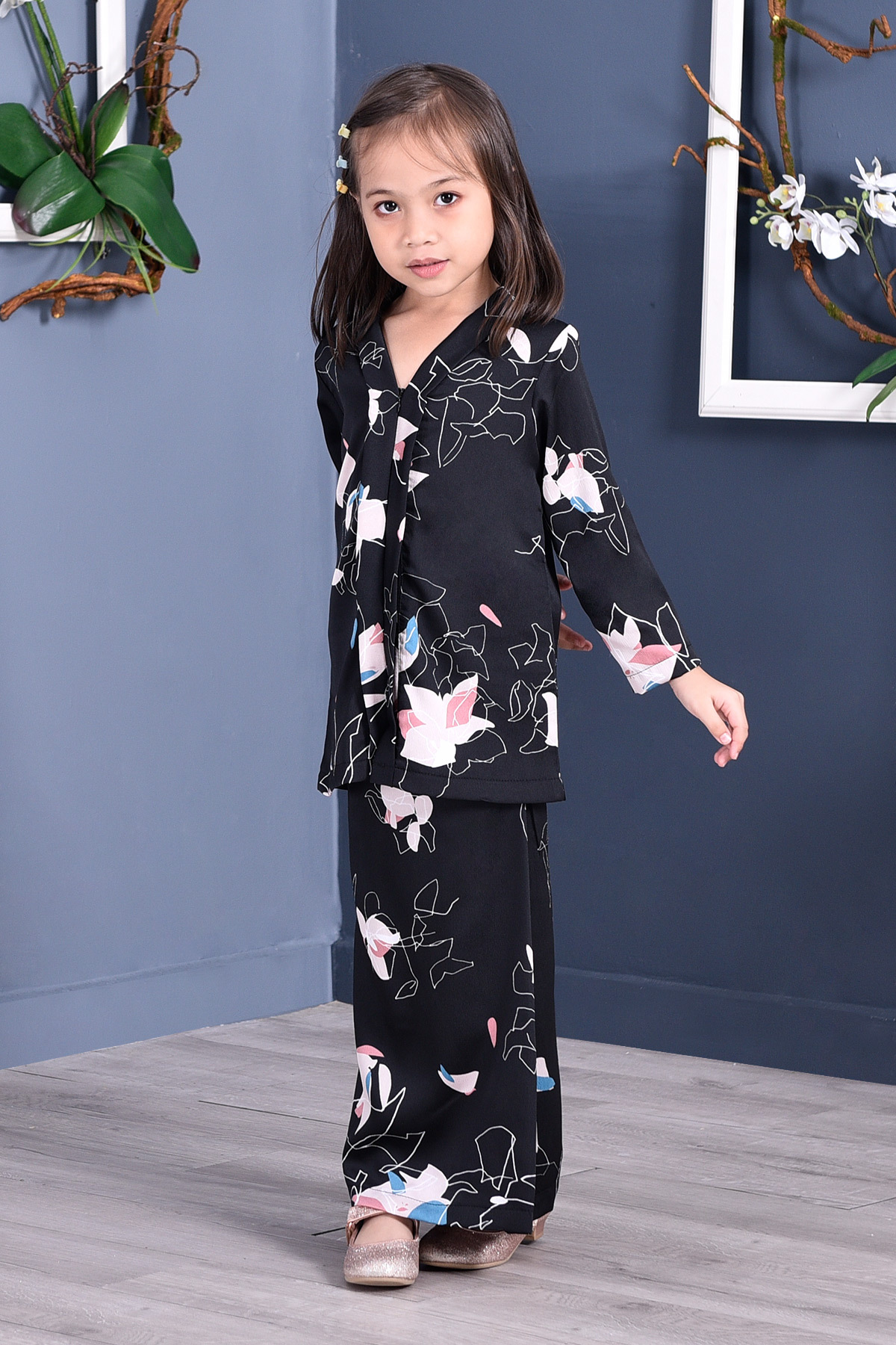 Baju Kebarung Reyna Kids - Black