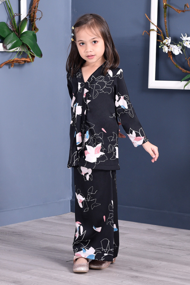 Baju Kebarung Reyna Kids - Black