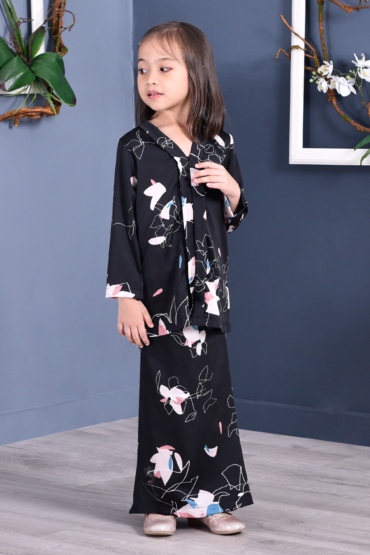 Baju Kebarung Reyna Kids - Black