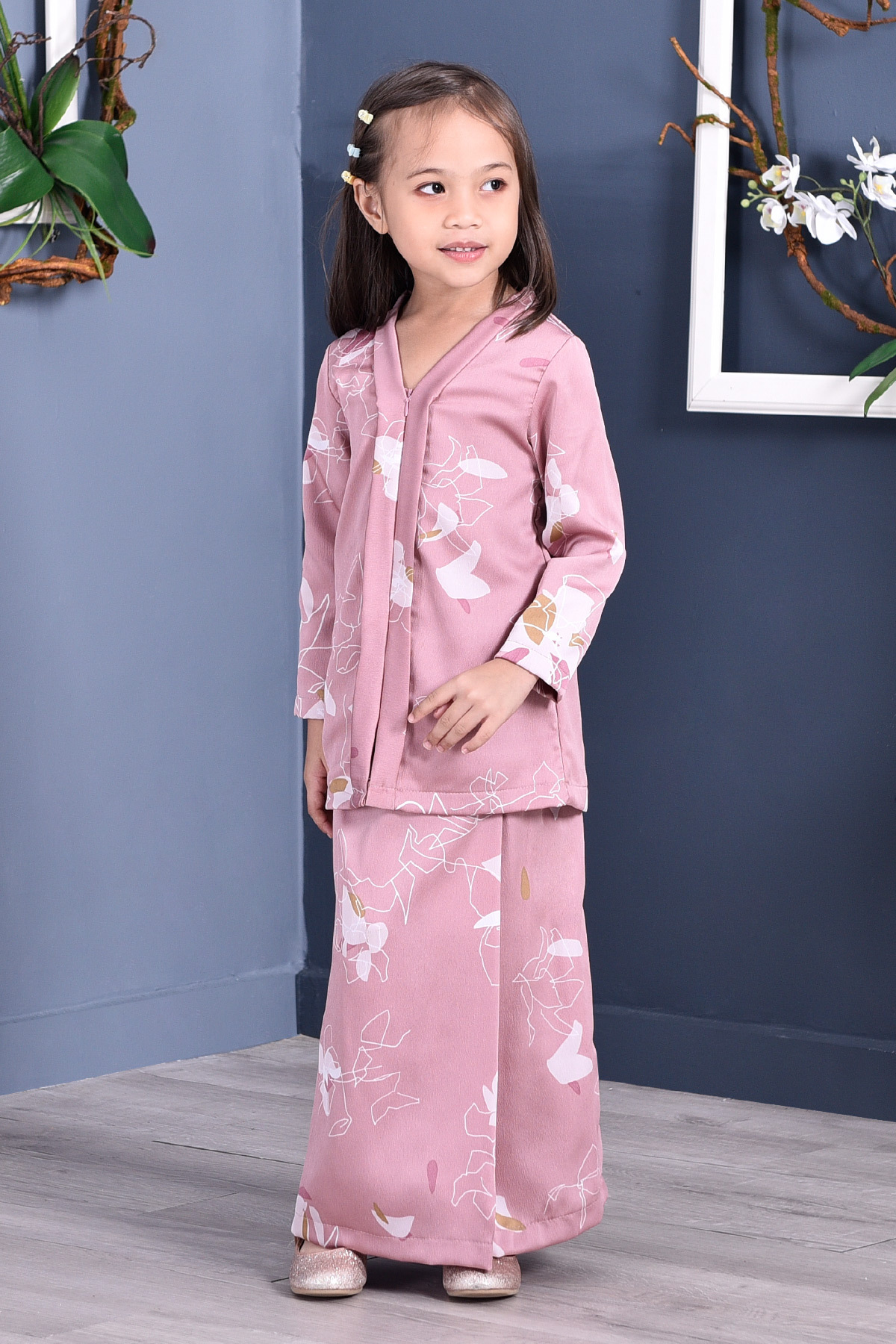 Baju Kebarung Reyna Kids - Pink
