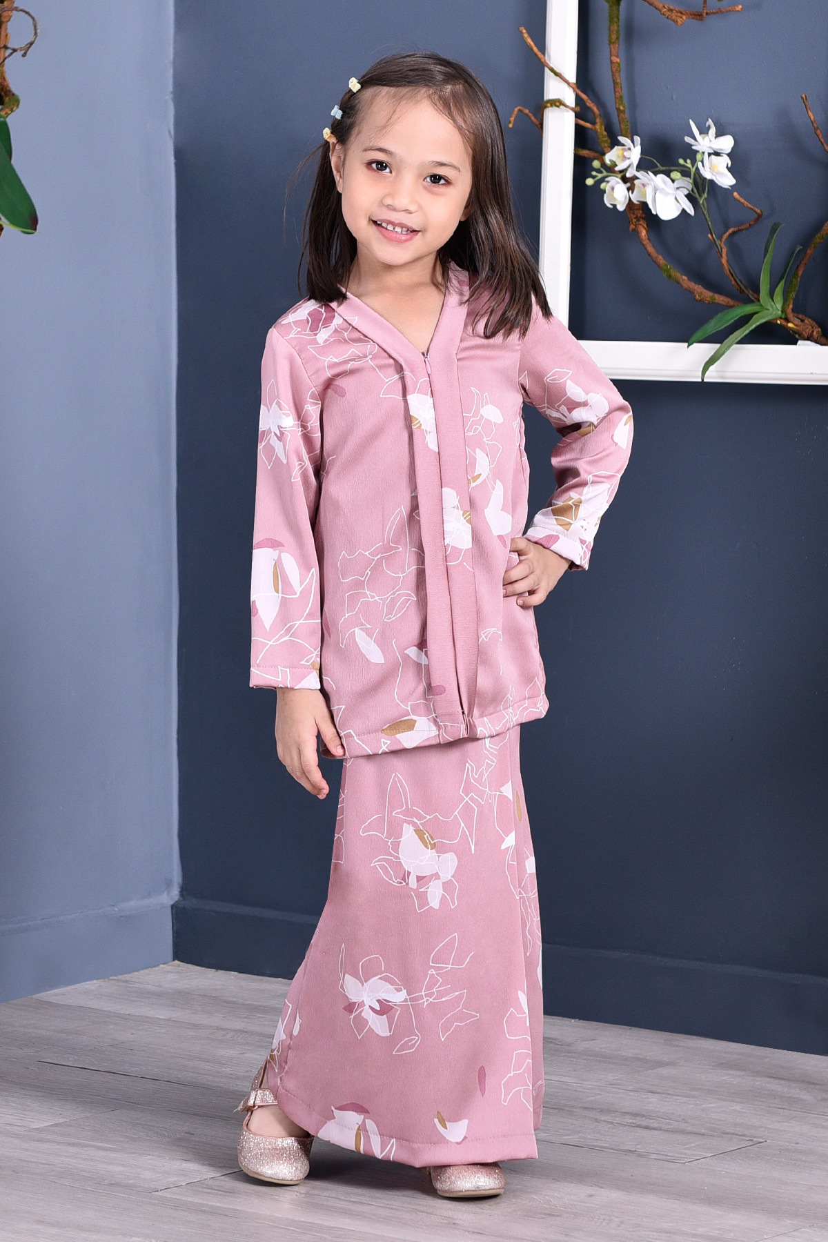 Baju Kebarung Reyna Kids - Pink