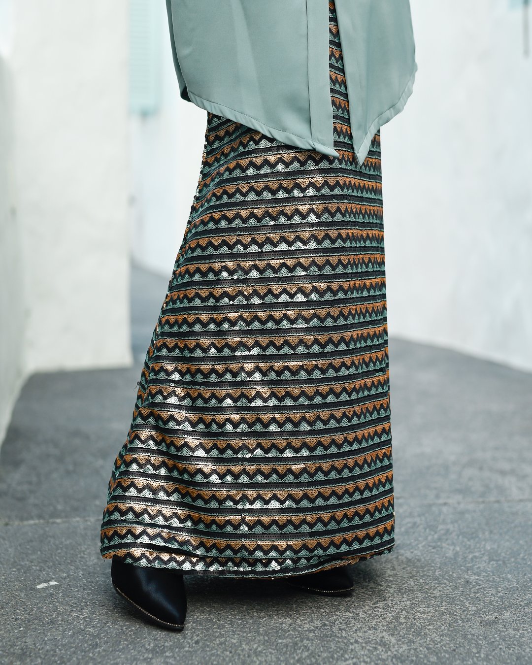 Baju Kebarung Sequin Aqila - Pistachio Green
