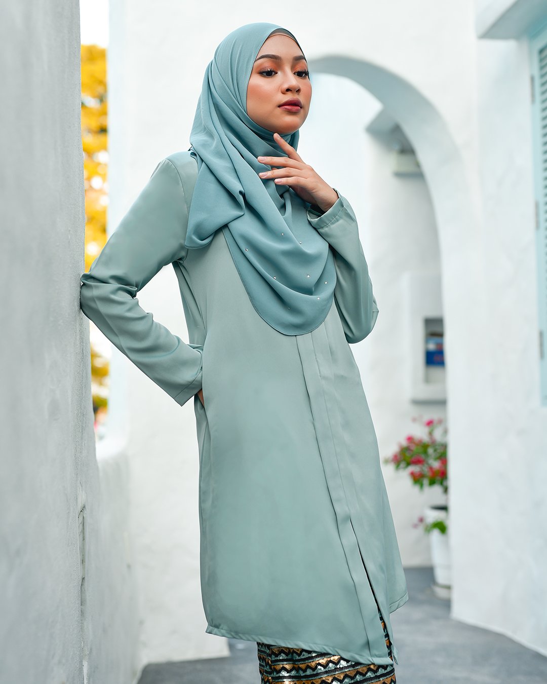 Baju Kebarung Sequin Aqila - Pistachio Green