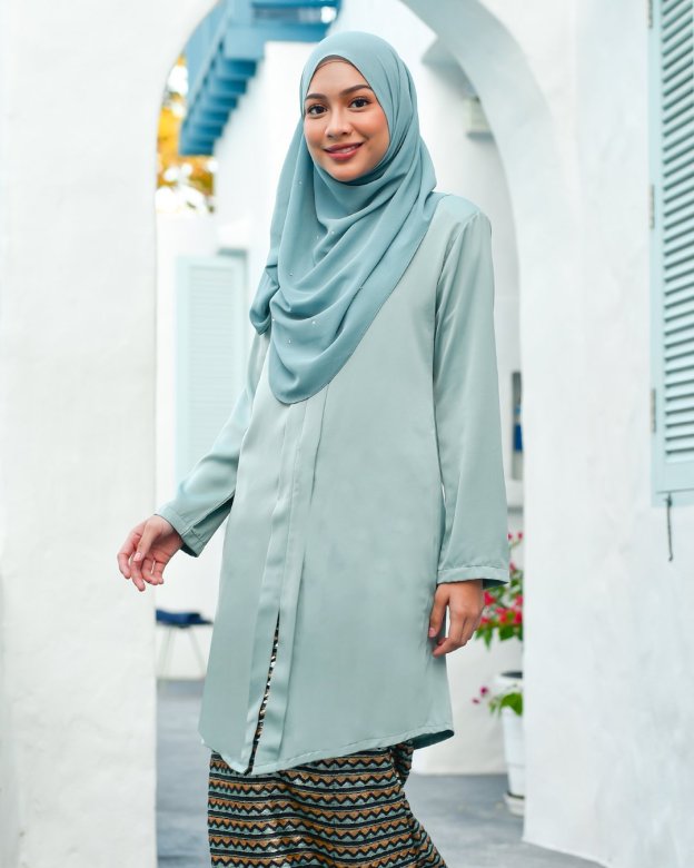 Baju Kebarung Sequin Aqila - Pistachio Green