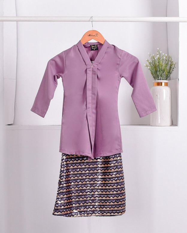 Baju Kebarung Sequin Aqila Kids - Mauve Purple
