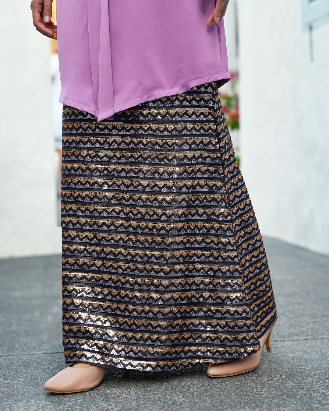 Baju Kebarung Sequin Aqila - Mauve Purple