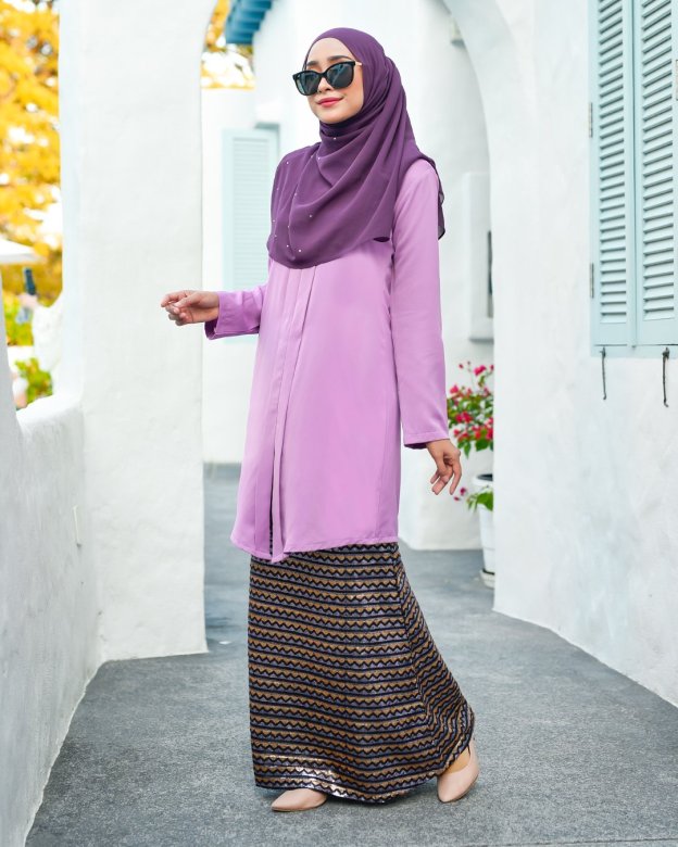 Baju Kebarung Sequin Aqila - Mauve Purple