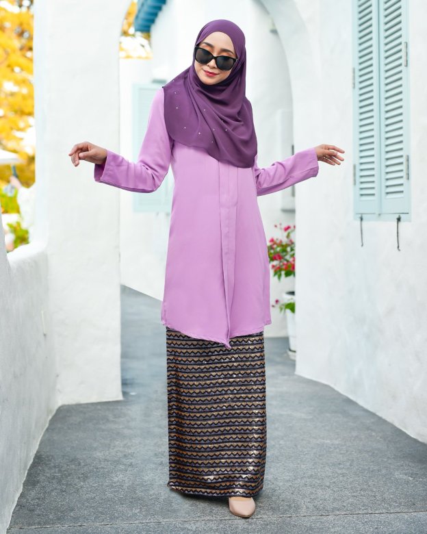 Baju Kebarung Sequin Aqila - Mauve Purple