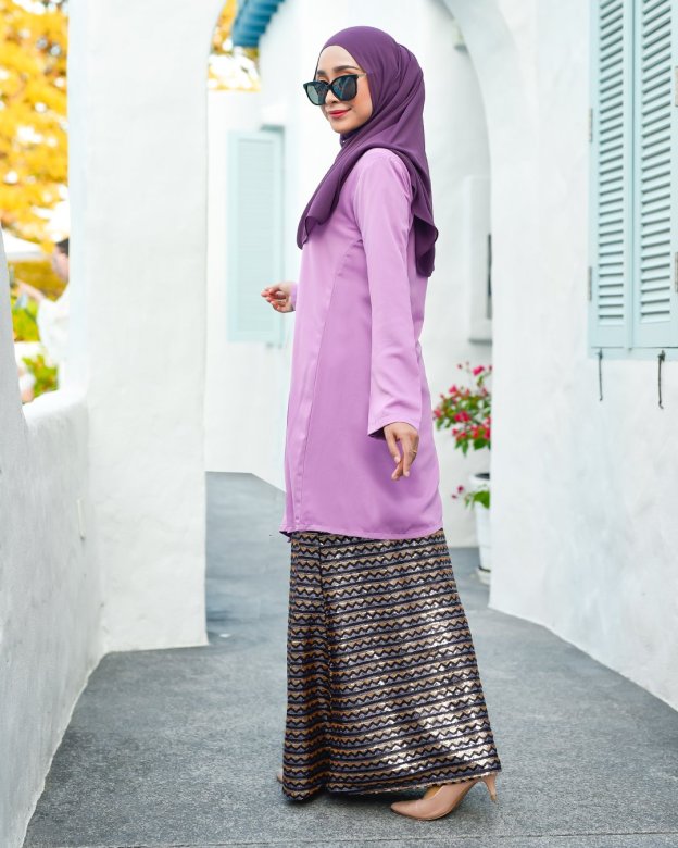 Baju Kebarung Sequin Aqila - Mauve Purple
