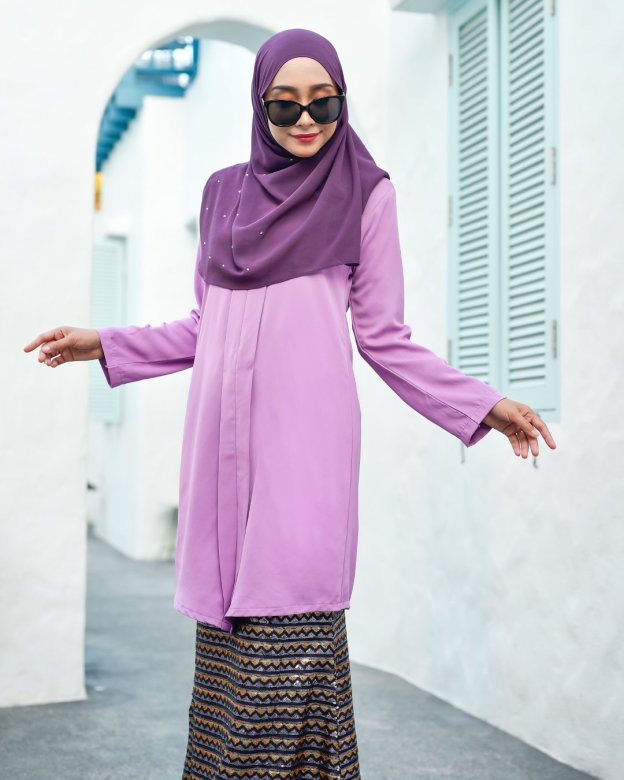 Baju Kebarung Sequin Aqila - Mauve Purple