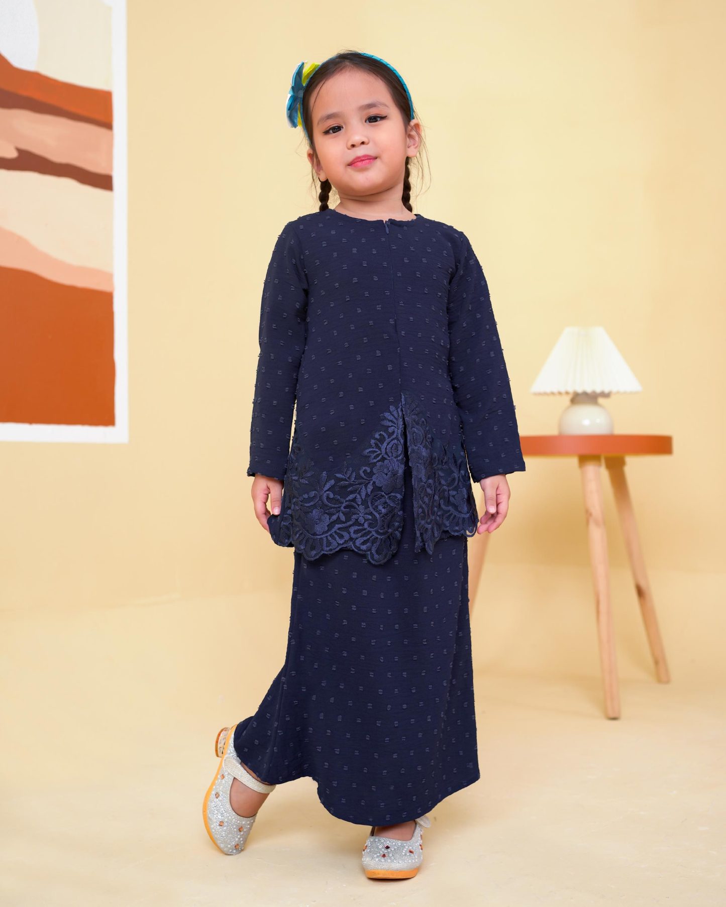 Baju Kebaya Lace Syawali Kids - Navy Blue