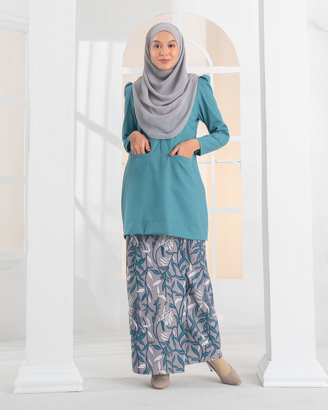 Baju Kurung Kedah Puffy Lucy Laluna X MCC - Turquoise Green