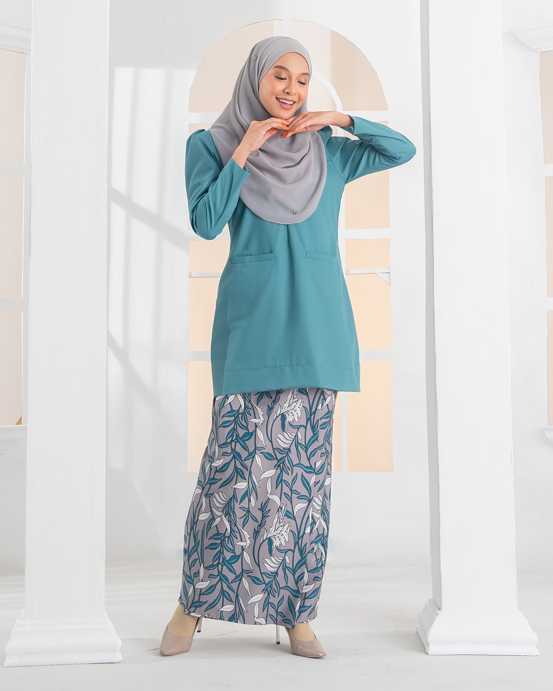 Baju Kurung Kedah Puffy Lucy Laluna X MCC - Turquoise Green