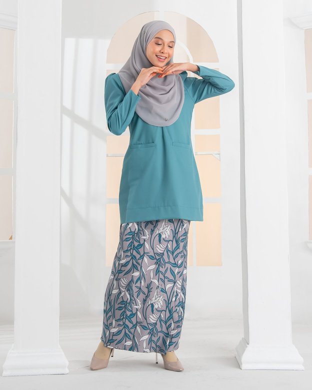 Baju Kurung Kedah Puffy Lucy Laluna X MCC - Turquoise Green