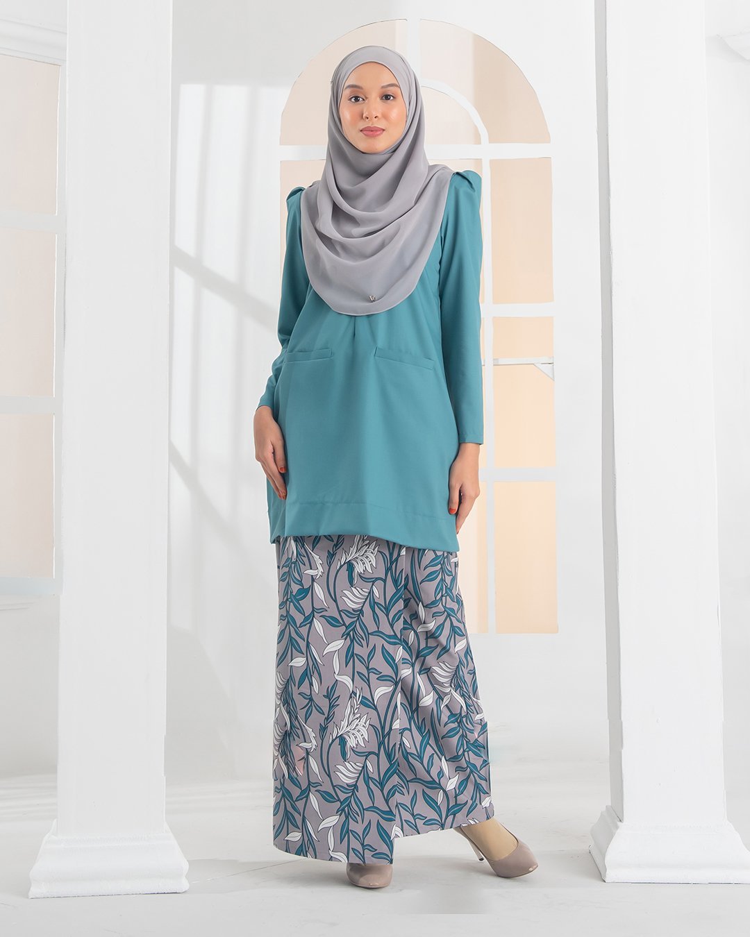 Baju Kurung Kedah Puffy Lucy Laluna X MCC - Turquoise Green