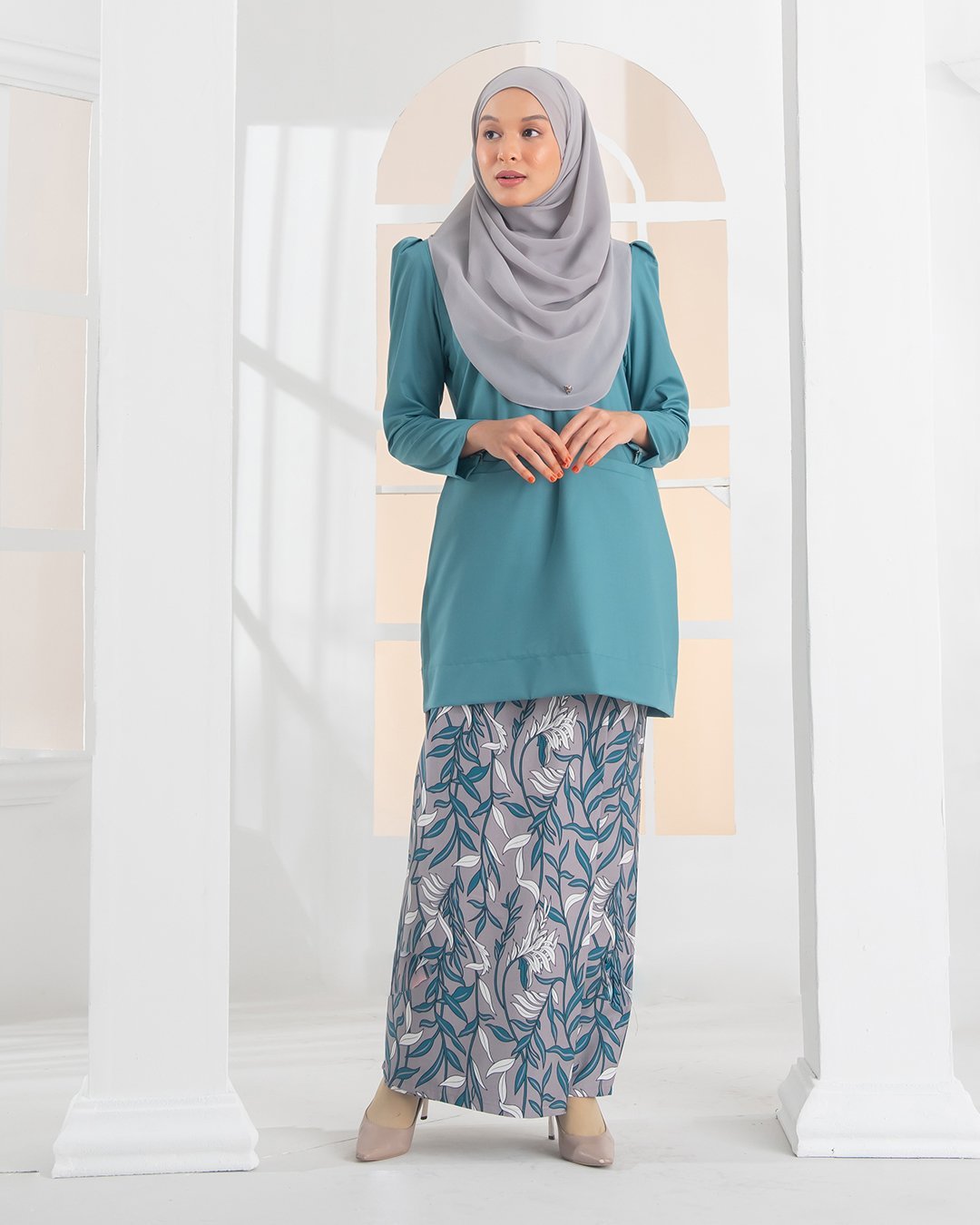 Baju Kurung Kedah Puffy Lucy Laluna X MCC - Turquoise Green