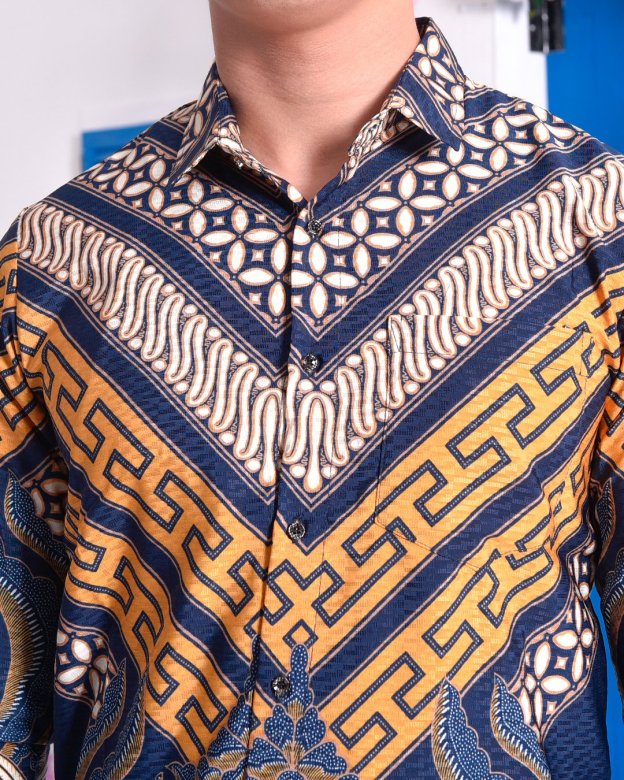 Baju Kemeja Batik Long Sleeves Adlan - Tanzanite Blue