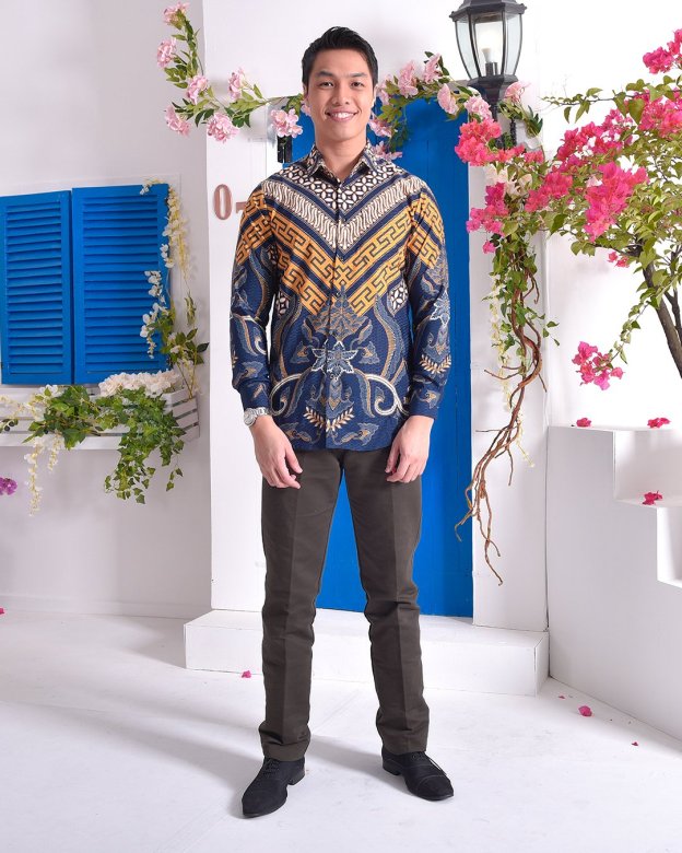 Baju Kemeja Batik Long Sleeves Adlan - Tanzanite Blue