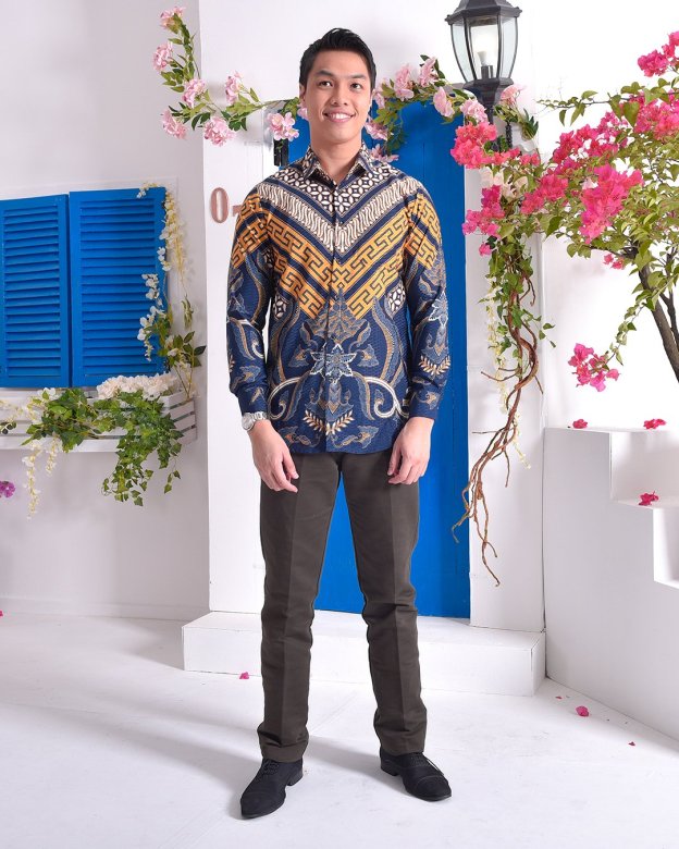 Baju Kemeja Batik Long Sleeves Adlan - Tanzanite Blue