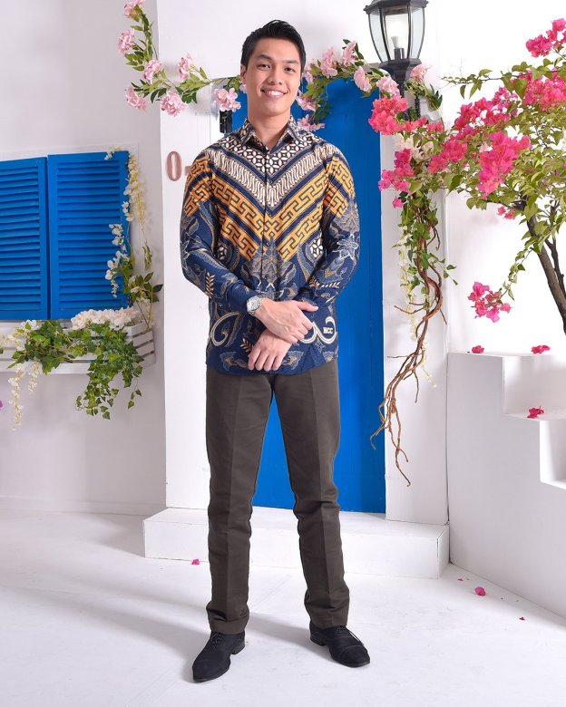 Baju Kemeja Batik Long Sleeves Adlan - Tanzanite Blue