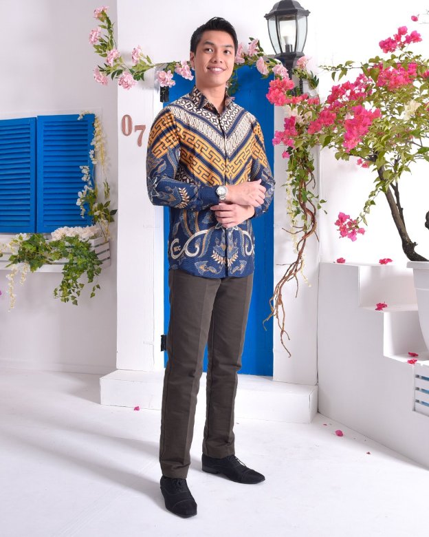 Baju Kemeja Batik Long Sleeves Adlan - Tanzanite Blue