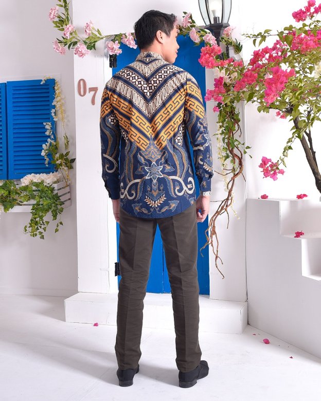 Baju Kemeja Batik Long Sleeves Adlan - Tanzanite Blue