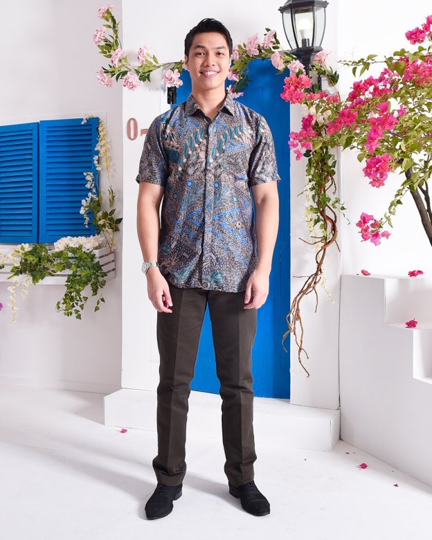 Baju Kemeja Batik Amin - Aqua Blue