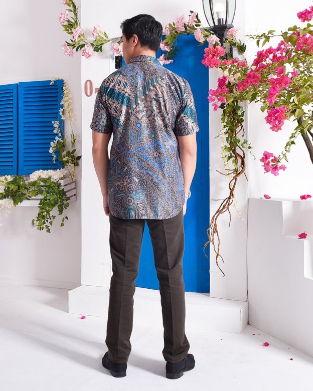 Baju Kemeja Batik Amin - Aqua Blue