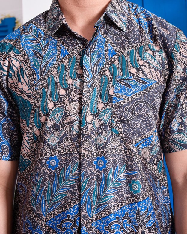 Baju Kemeja Batik Amin - Aqua Blue