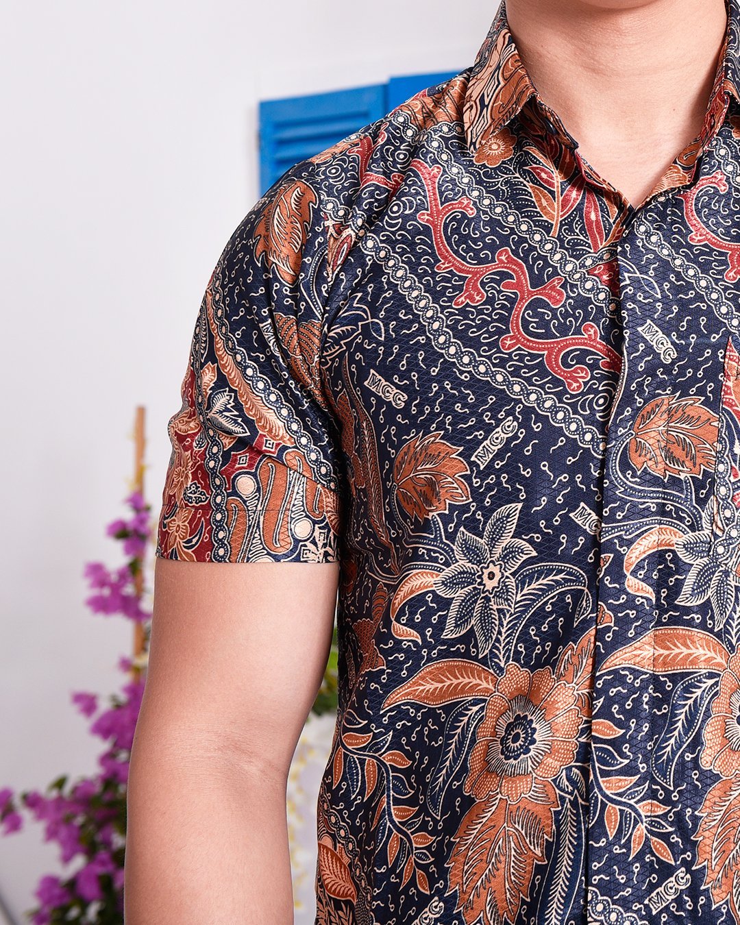 Baju Kemeja Batik Amin - Dark Tangerine