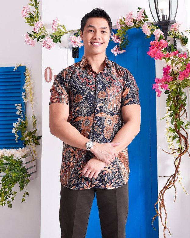 Baju Kemeja Batik Amin - Dark Tangerine