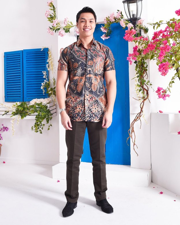 Baju Kemeja Batik Amin - Dark Tangerine