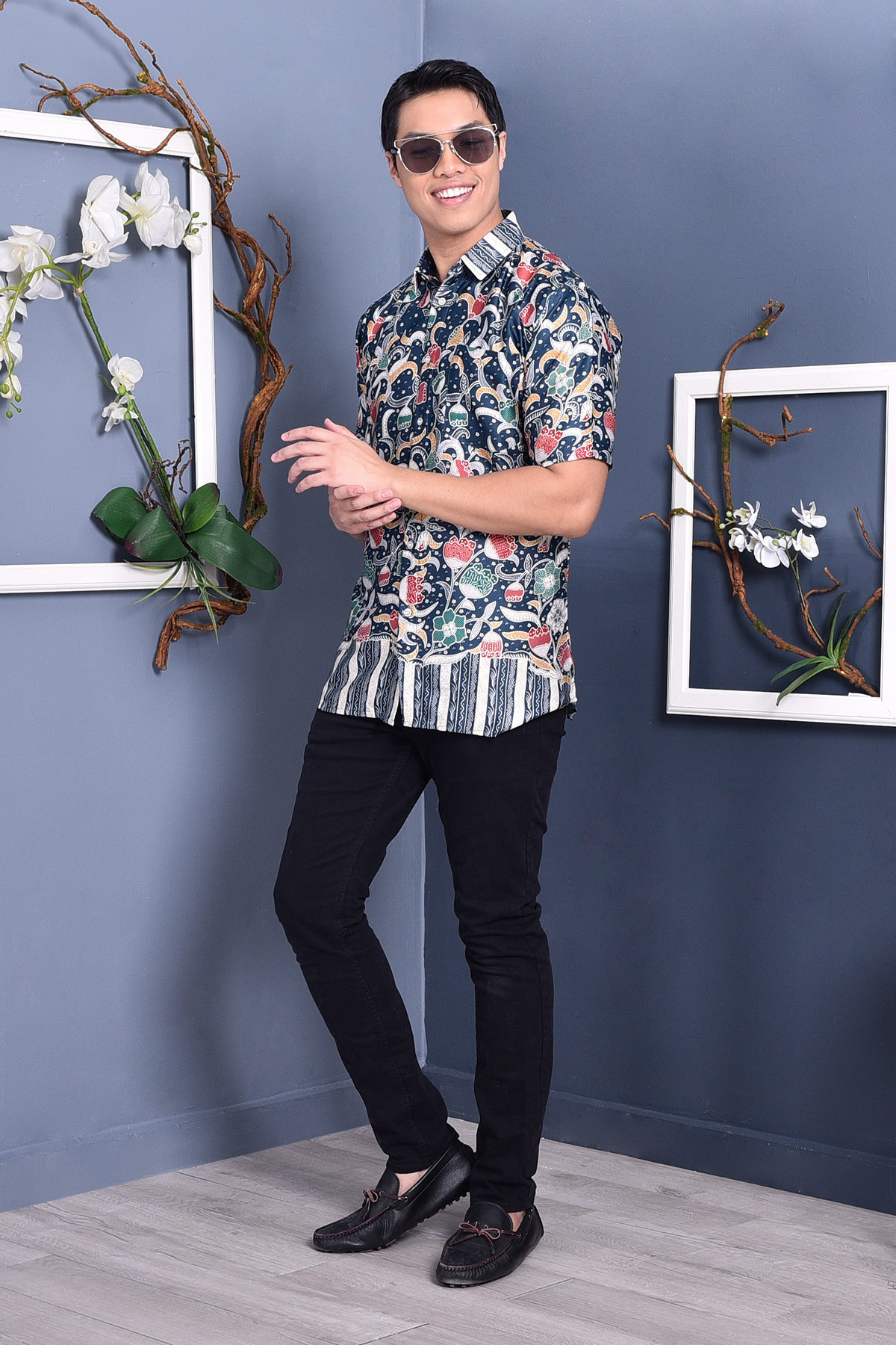 Baju Kemeja Batik Arba - Navy