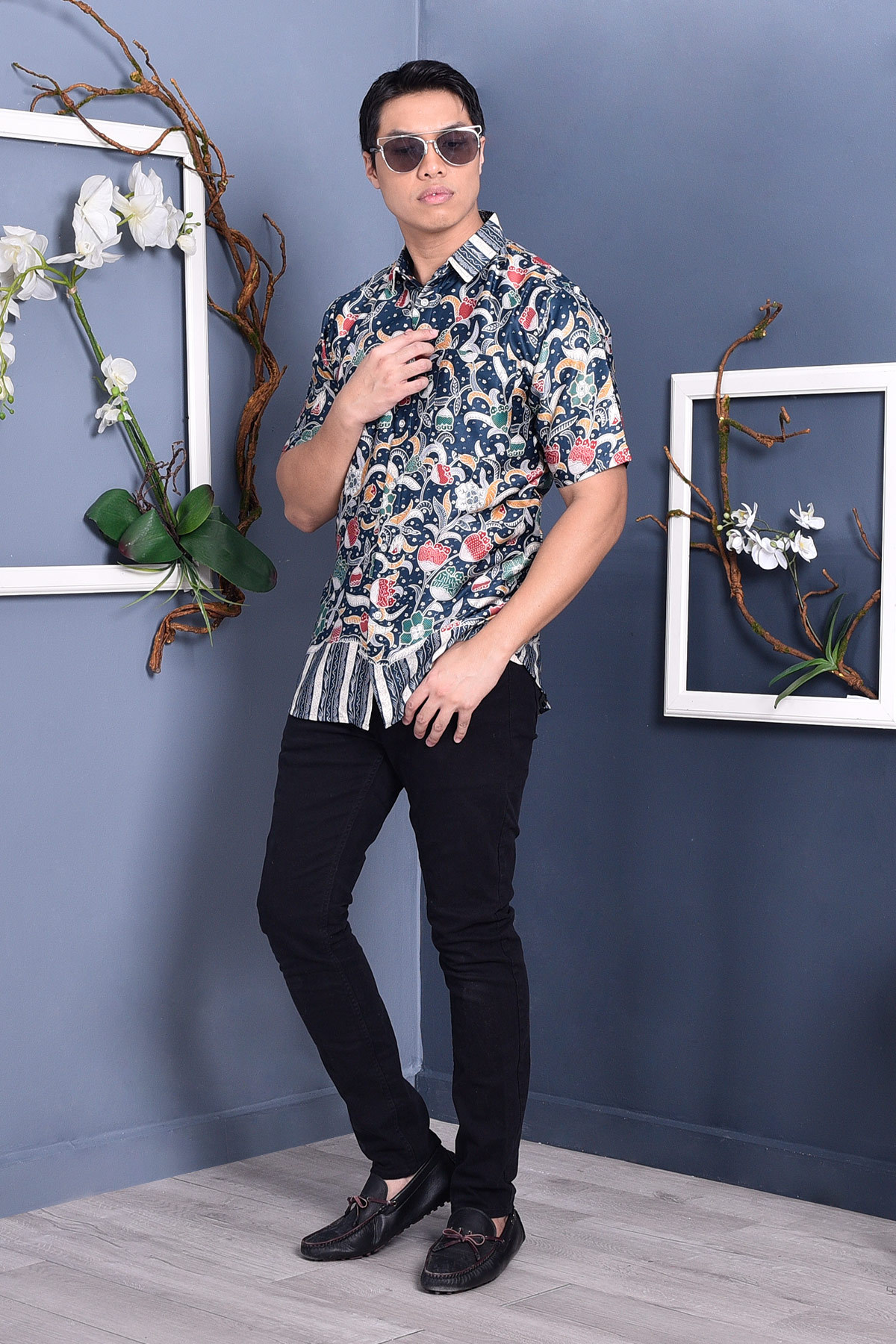 Baju Kemeja Batik Arba - Navy