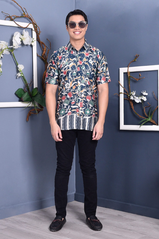 Baju Kemeja Batik Arba - Navy